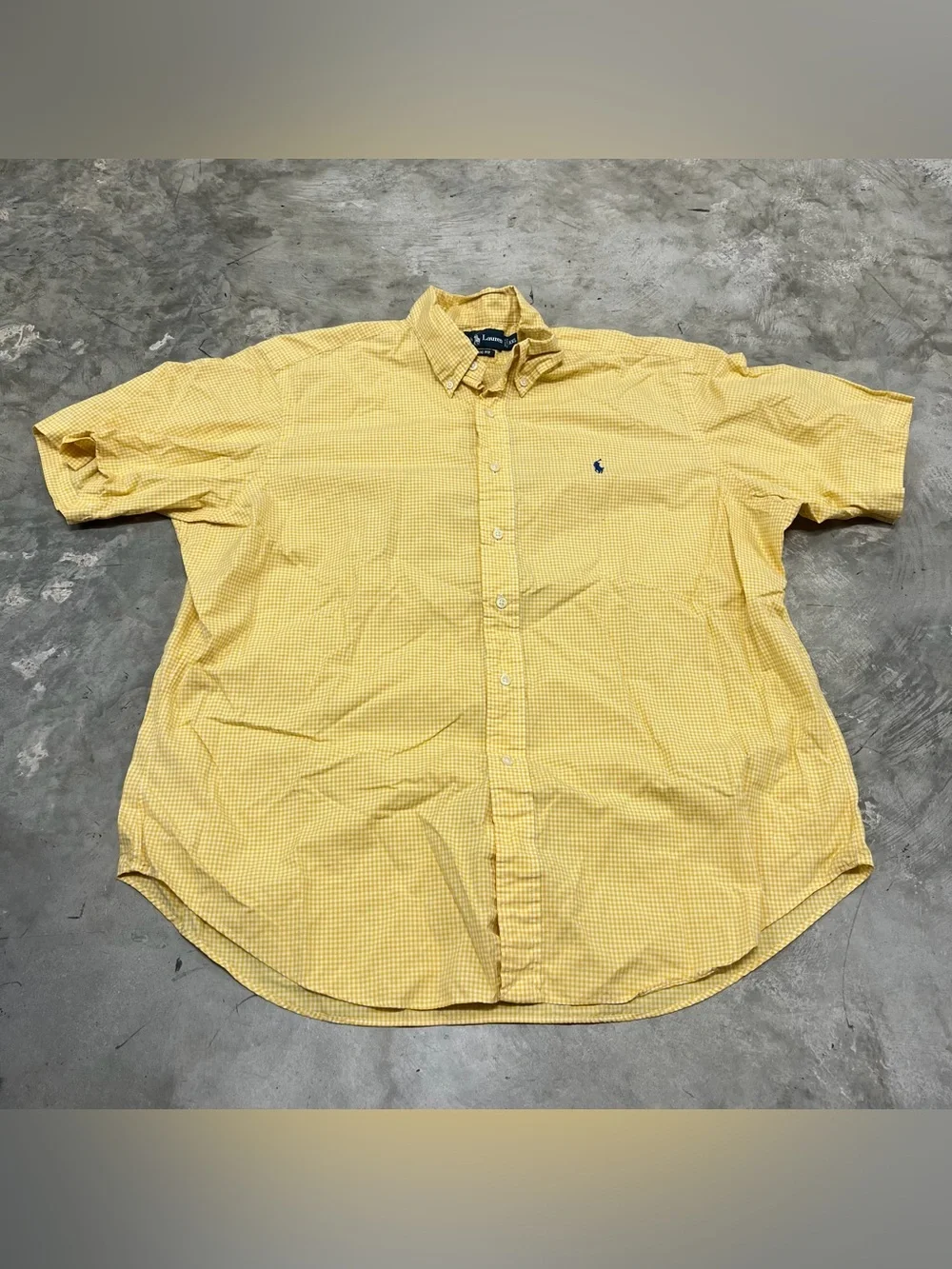 Ralph Lauren Men’s Button Up Shirt Short Sleeve Size XXL Yellow Plaid